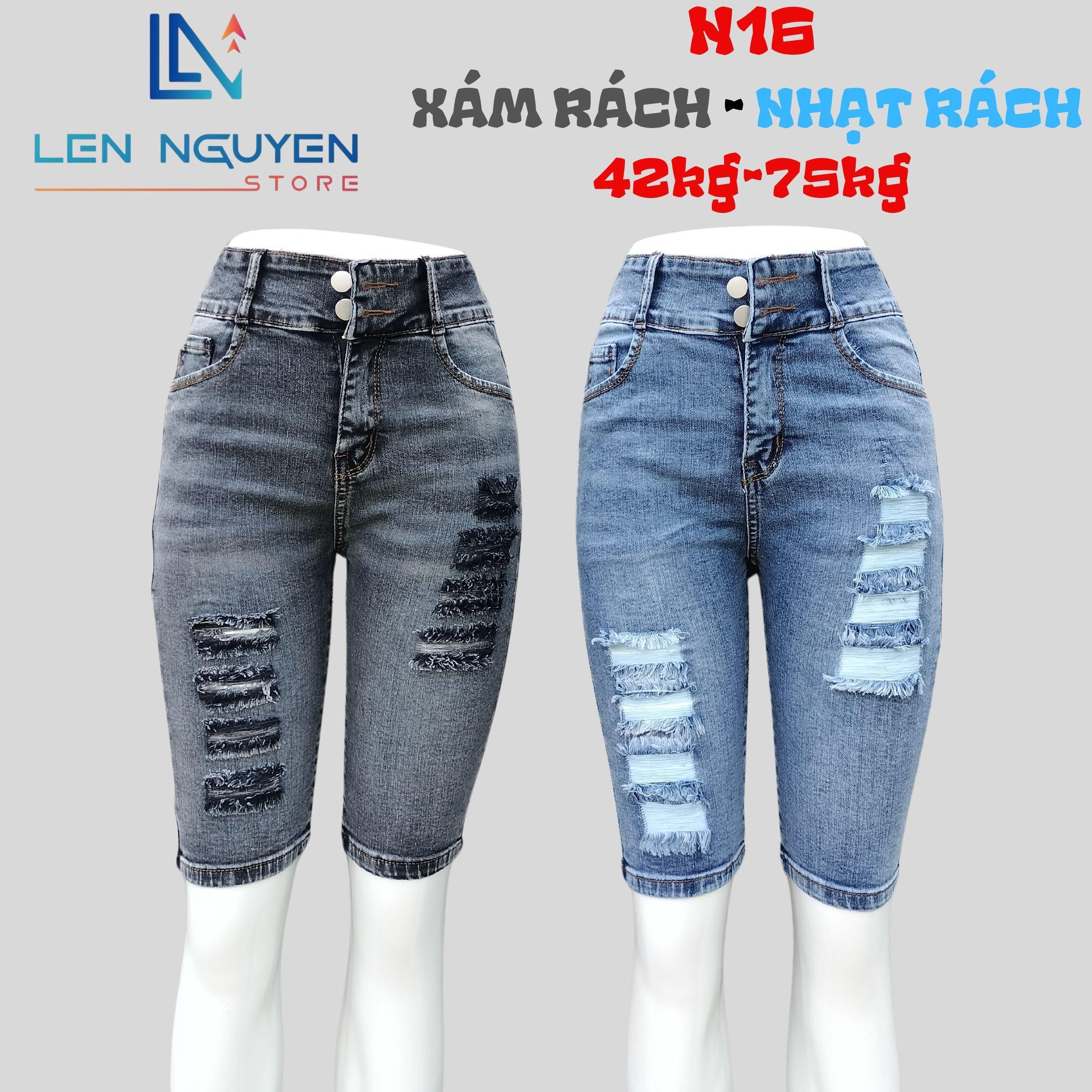 N16_Quần jean nữ, ngố 5 tất, lưng cao, quần bò nữ dáng ôm, quần rin nữ có big size, cho 42kg đến 75kG