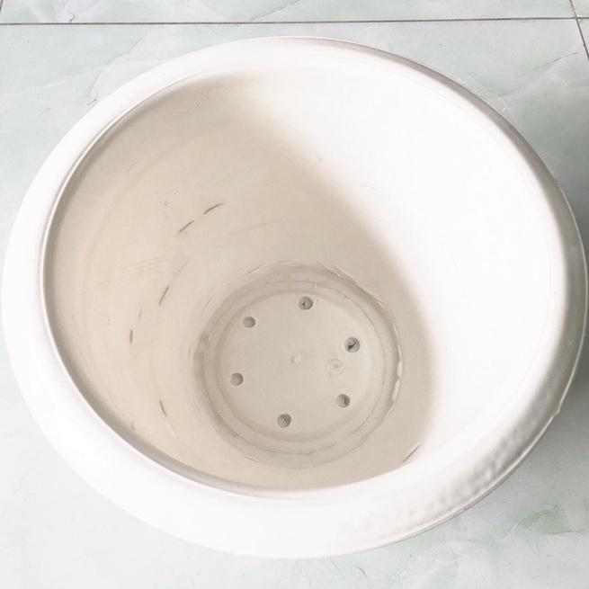 3 Chậu Nhựa Tròn Miệng Rộng - Trồng Hoa kiểng Có Lỗ - Chậu trồng Sen Bít Lỗ, Chậu Trồng Mai