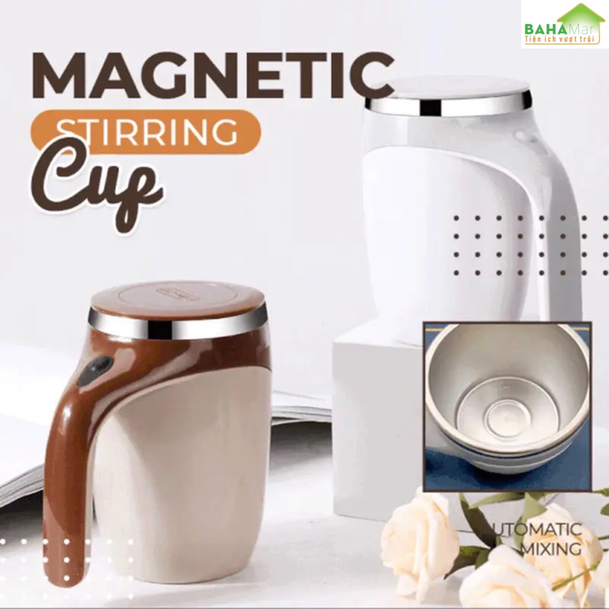 CỐC TỰ KHUẤY XOAY TỪ TÍNH BẰNG THÉP KHÔNG GỈ CHỊU NHIỆT TỐT "BAHAMAR" Sử dụng công nghệ đen thông minh Pha trộn đồ uống nhanh chóng mà không cần lắc hoặc khuấy