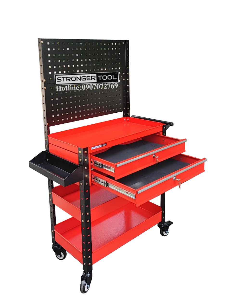 XE ĐẨY DỤNG CỤ XE ĐẨY DỤNG CỤ 3 KHAY 2 NGĂN KÉO CÓ TẤM TREO XE ĐẨY ĐỰNG ĐỒ SỬA CHỮA XE MÁY XE ĐẨY DÙNG CHO GAGARE OTO