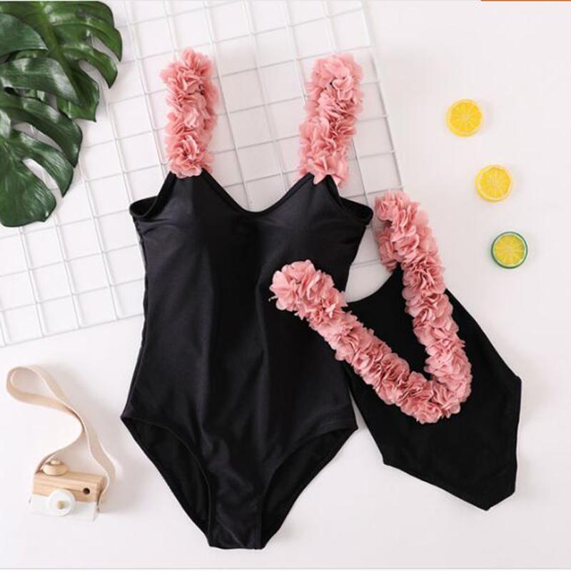 Cánh Hoa Hở Lưng Phù Hợp Với Mẹ Và Con Gái Đầm Họ Nhìn Mẹ Tôi Nữ Trẻ Em Bikini Đồ Bơi Quần Áo Đi Biển Áo Tắm