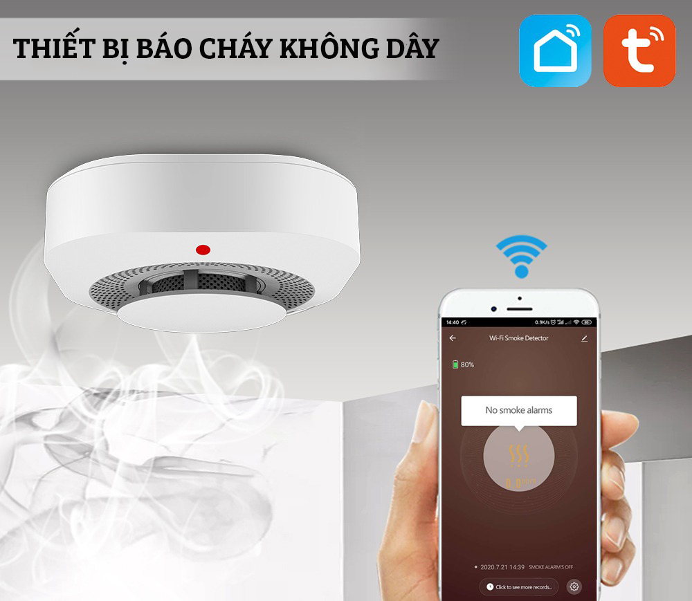 Thiết Bị Báo Khói, Cảm Biến Báo Cháy Độc Lập Cảnh Báo Qua Điện Thoại DAMAS H125 - Hàng Chính Hãng