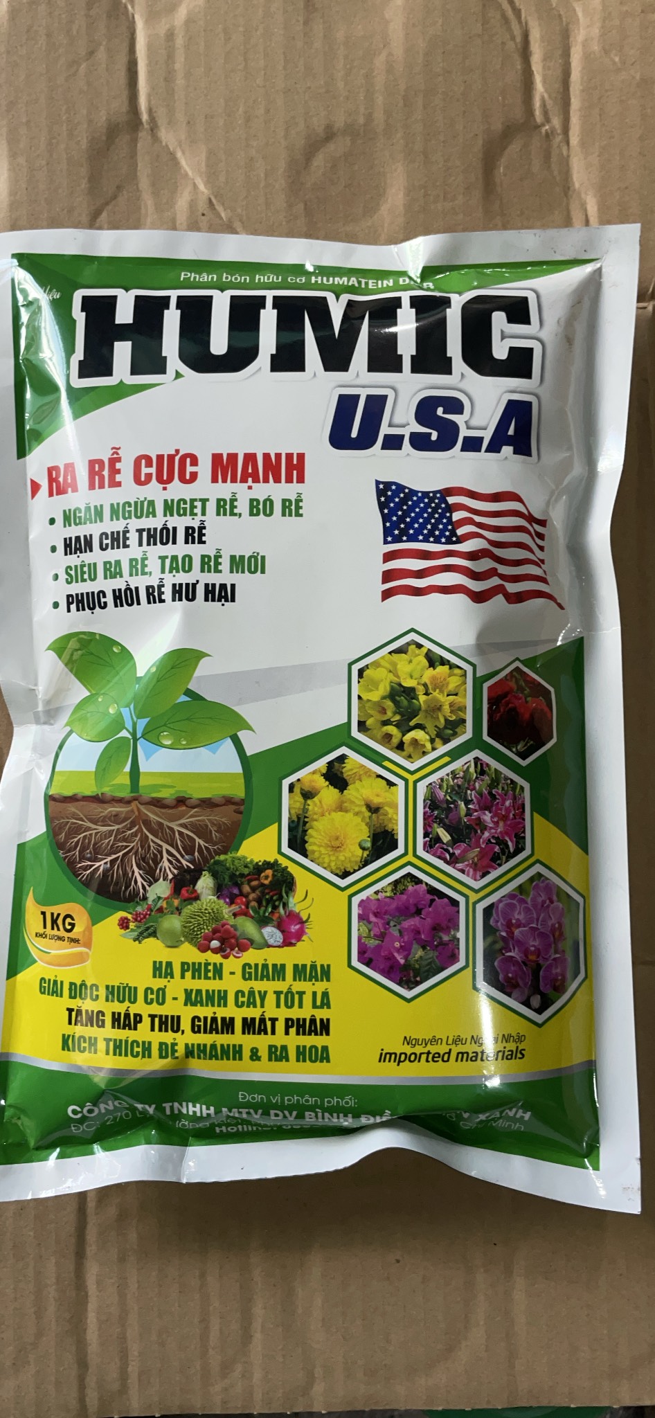 Phân bón gốc hữu cơ humic gói 1kg Bình Điền