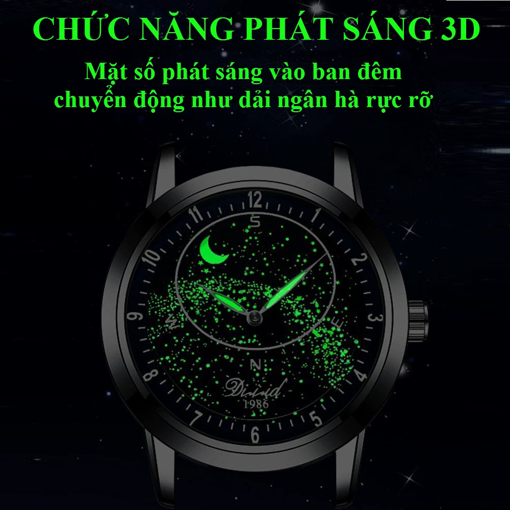 Đồng hồ nam cơ tự động DIZIZID Automatic chính hãng - Dây da cao cấp - Chống nước tốt - Thiết kế bầu trời sao chuyển động độc đáo DZCN79