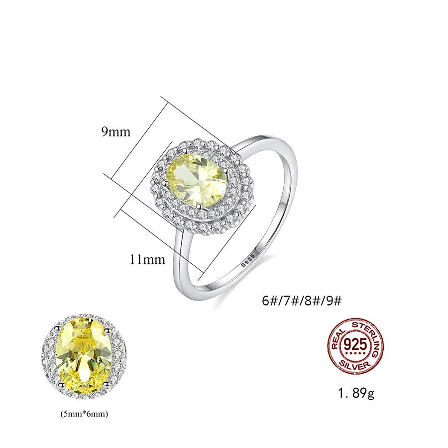 Nhẫn bạc nữ đính đá saphire màu vàng hạt tròn to cho quý cô sang trọng N2397-Bảo Ngọc Jewelry