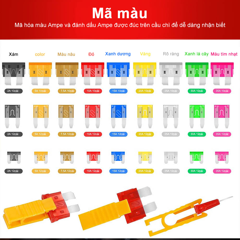 306 cái Hộp cầu chì thập cẩm ô tô, xe máy 306 cái lớn nhỏ từ 2A đến 40A cầu chì xe máy