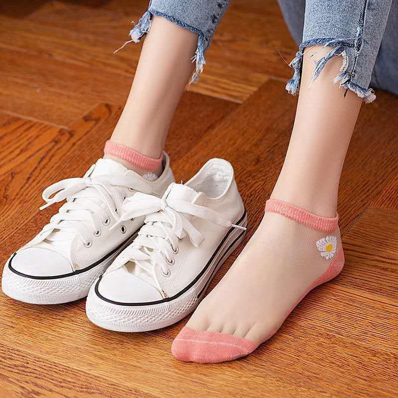 Túi 10 Đôi Tất Nữ Ren Lưới Hoa Cúc