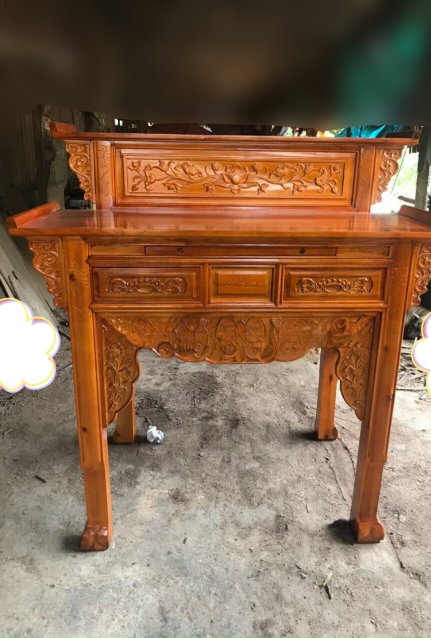Bàn thờ 2 tầng bàn thờ tổ tiên mẫu triện sen nhiều kích thước