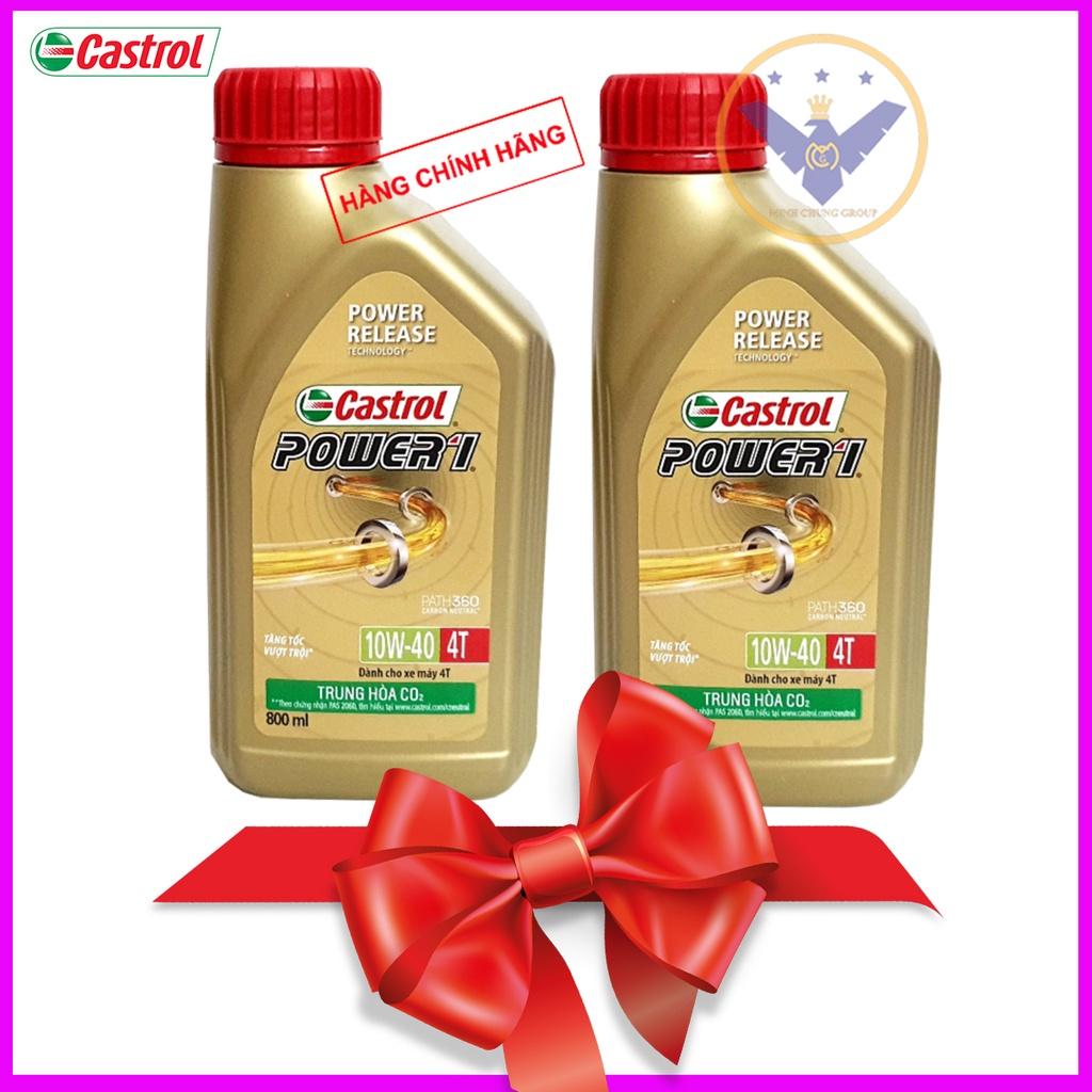 COMBO 2 chai Dầu nhớt xe số cao cấp tổng hợp Castrol Power 1 4T 10W-40 lon 800ml