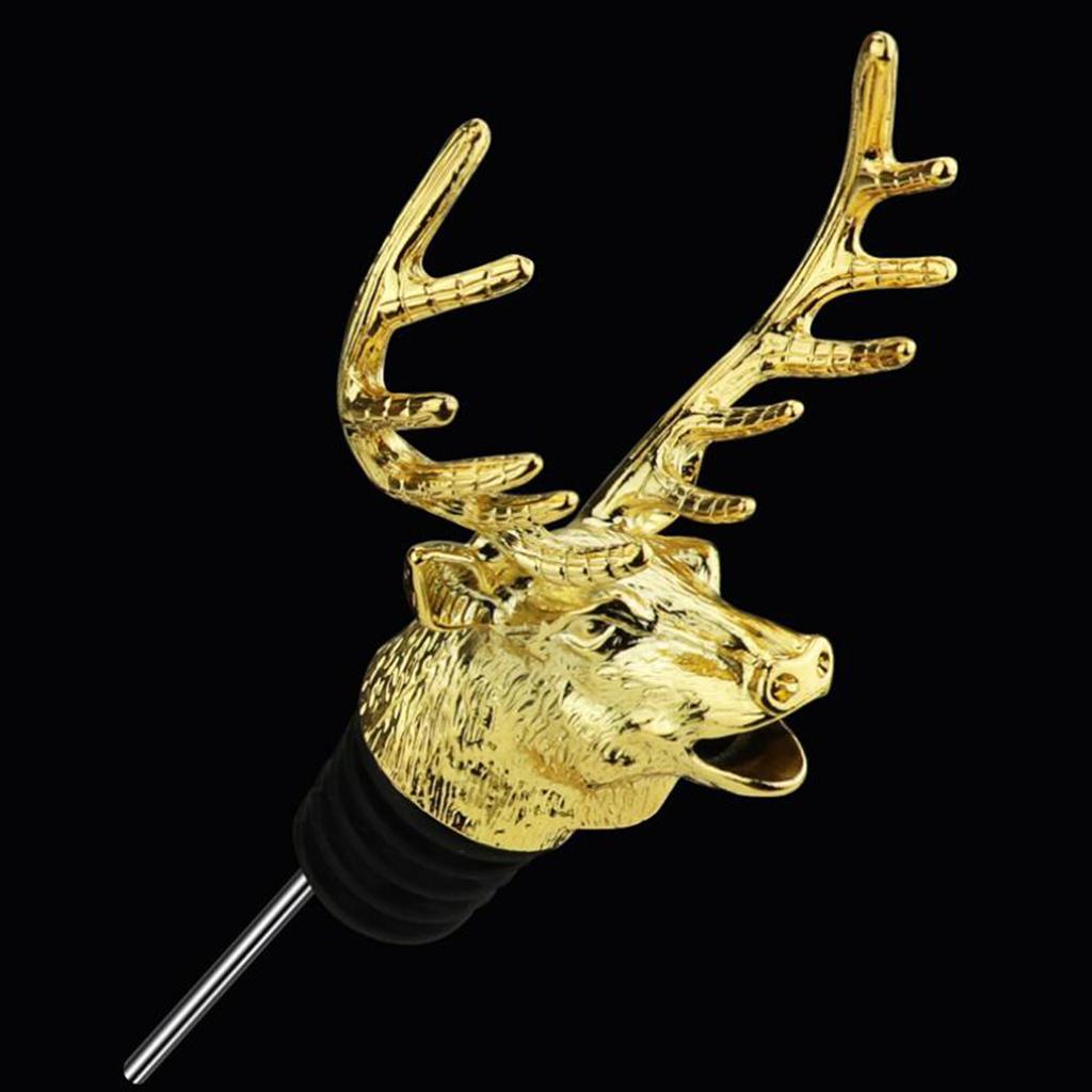 2PCS Deer Head Unique Wine Bottle Caps Wine Aerators Liquor Pourer Bar Tool