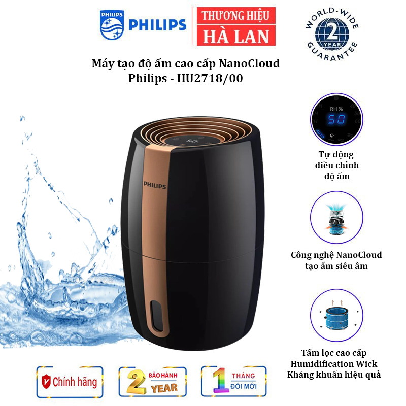 Máy tạo độ ẩm NanoCloud cao cấp Philips - HU2718/00 - HÀNG CHÍNH HÃNG