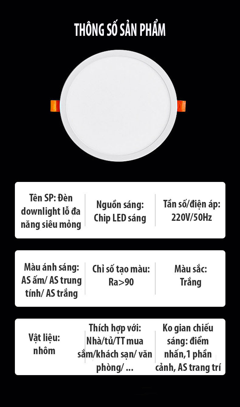 Đèn LED âm trần downlight siêu mỏng cao cấp,đèn LED giá rẻ,đèn trần phòng khách,đèn trần thạch cao siêu mỏng