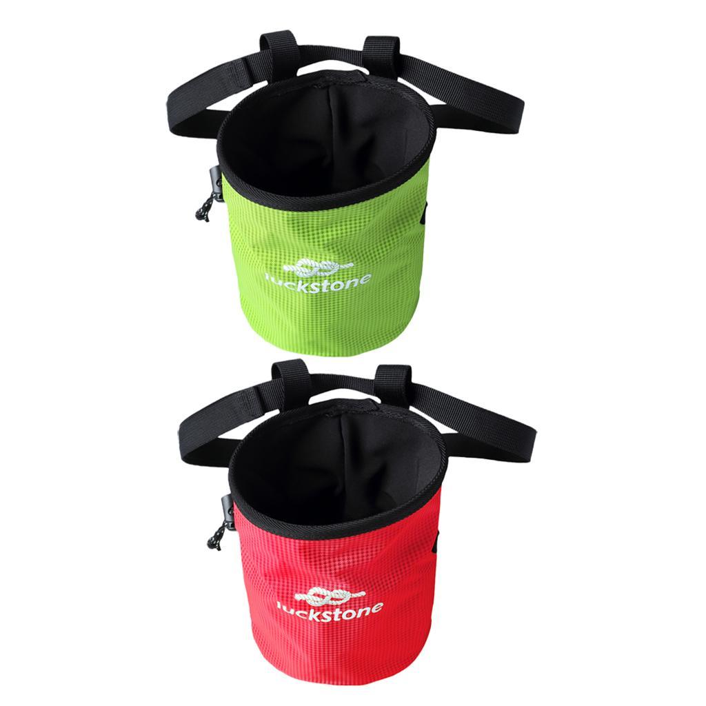 2pcs/set Green & Red Rock Climbers Outdoor Climbing Chalk Bag with Adjustable Belt & Drawstring Closure