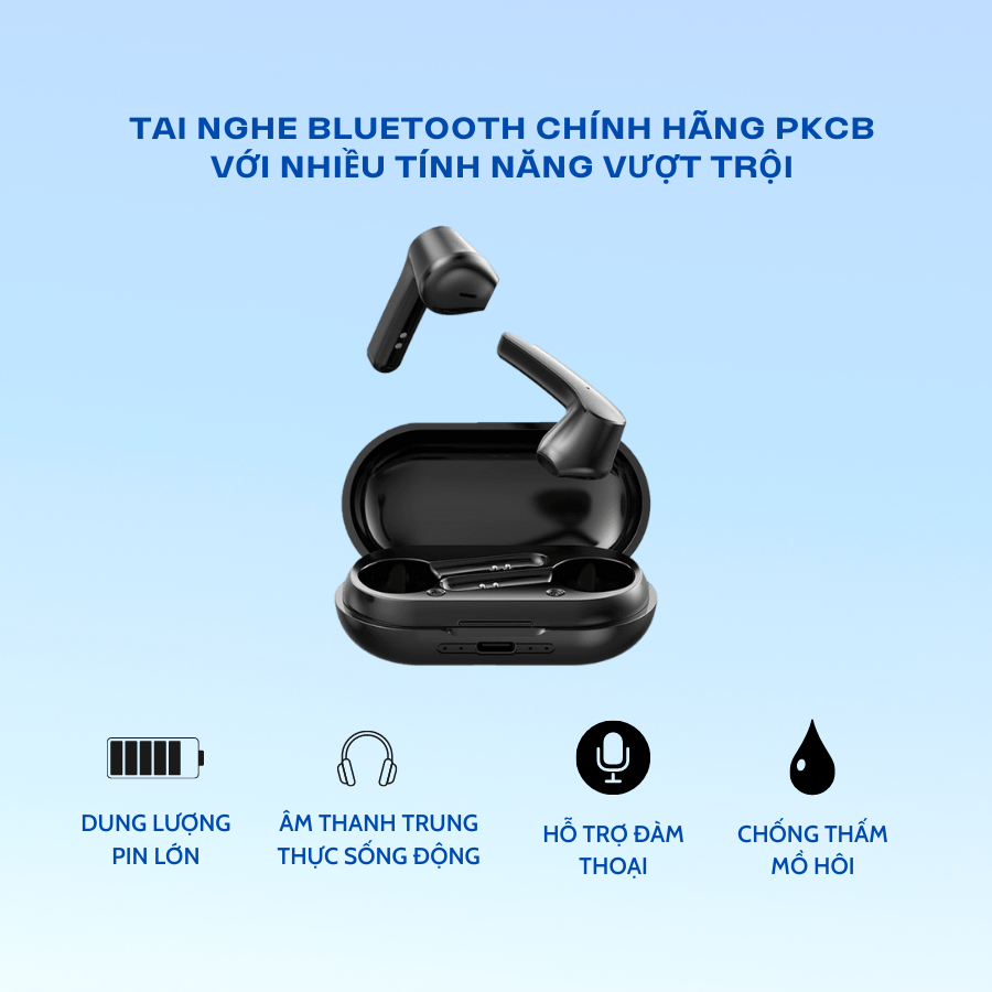 Tai Nghe Bluetooth TrueWireless PKCB-LBV20 Không Dây Thể Thao Âm Thanh Sống Động Chống Ồn - Hàng Chính Hãng