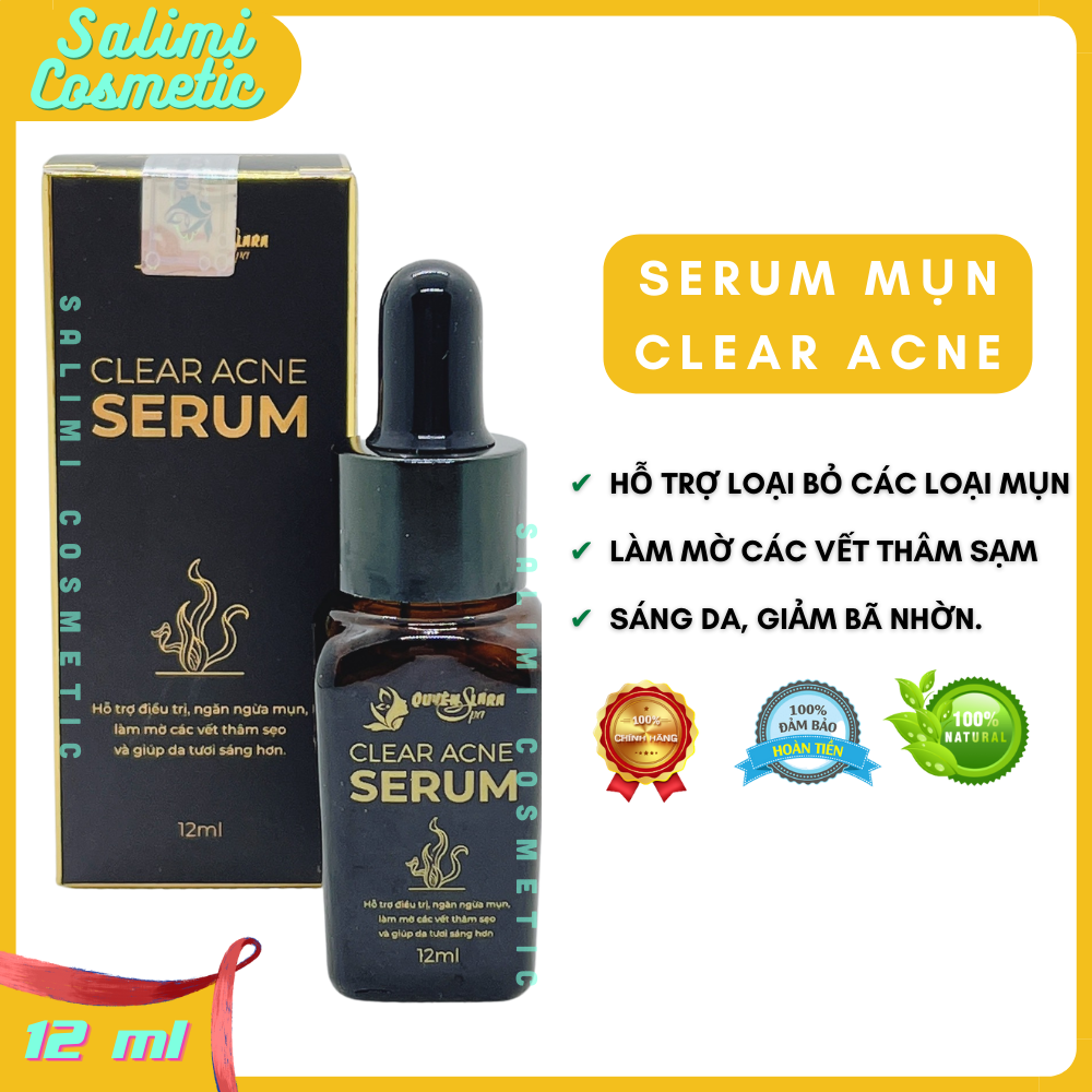 Tinh Chất Ngăn Ngừa Mụn Và Thâm CLEAR ACNE SERUM 12 ml - Đánh Bay Mụn, Làm Mờ Các Vết Thâm Do Mụn, Tái Tạo Trắng Da Căng Hồng Trắng Mịn, Se Khít Lỗ Chân Lông | HÀNG CHÍNH HÃNG