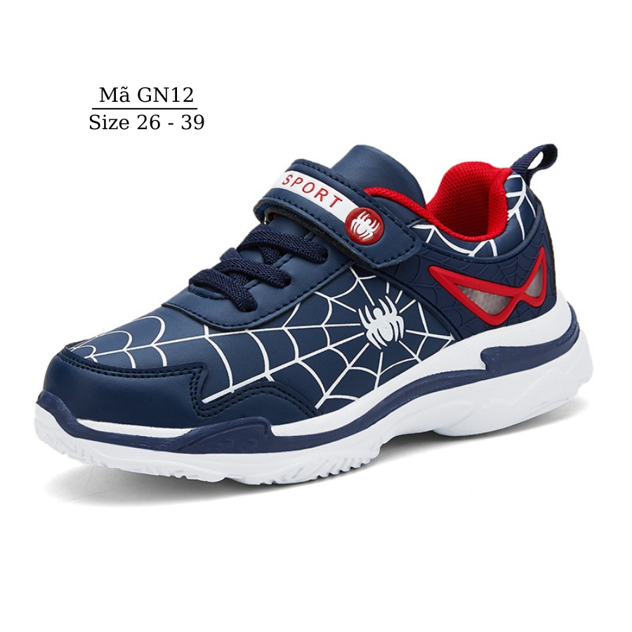 Giày bé trai 3 - 12 tuổi họa tiết siêu nhân spiderman phong cách thể thao năng động cá tính đi học chay bộ NHÍM SHOP GN12