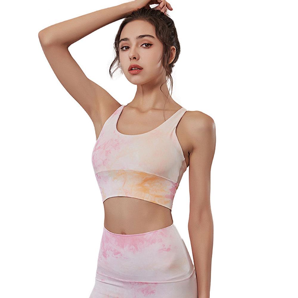 Tie Dye Sexy Trở Lại Stretchy Phòng Tập Thể Dục Yoga Thể Thao Áo Ngực Phụ Nữ Đẩy Up Breathable Thể Dục Tập Thể Dục Áo Ngực Thể Thao Thể Thao Yếm Crop hàng Đầu