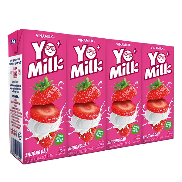 Thùng 48 Hộp Sữa Chua Uống Hương Dâu Vinamilk