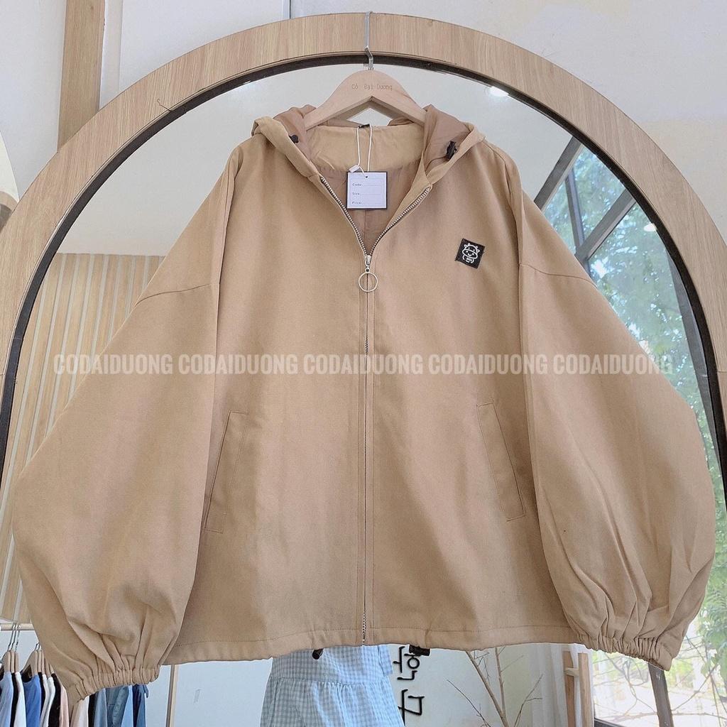 ÁO NỈ KHOÁ UNISEX THÊU LÔ GÔ BÒ TAY CHUN CHỐT GẤU 2 MÀU ĐEN, BE FREESIZE