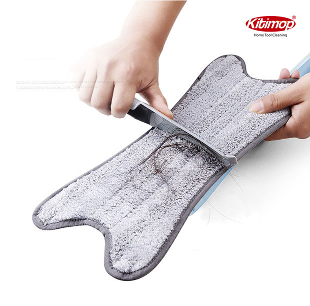 Cây lau nhà chữ X Kitimop-DRY chổi lau nhà tự vắt xoắn xoay 180 độ kèm bông microfiber mềm mịn thấm hút