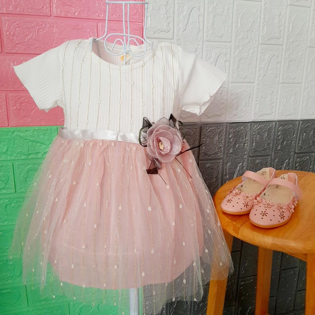 Đầm Bé Gái ️ Váy cho bé gái ️ dáng xòe công chúa phối ren kim tuyến từ sơ sinh đến 4 tuổi