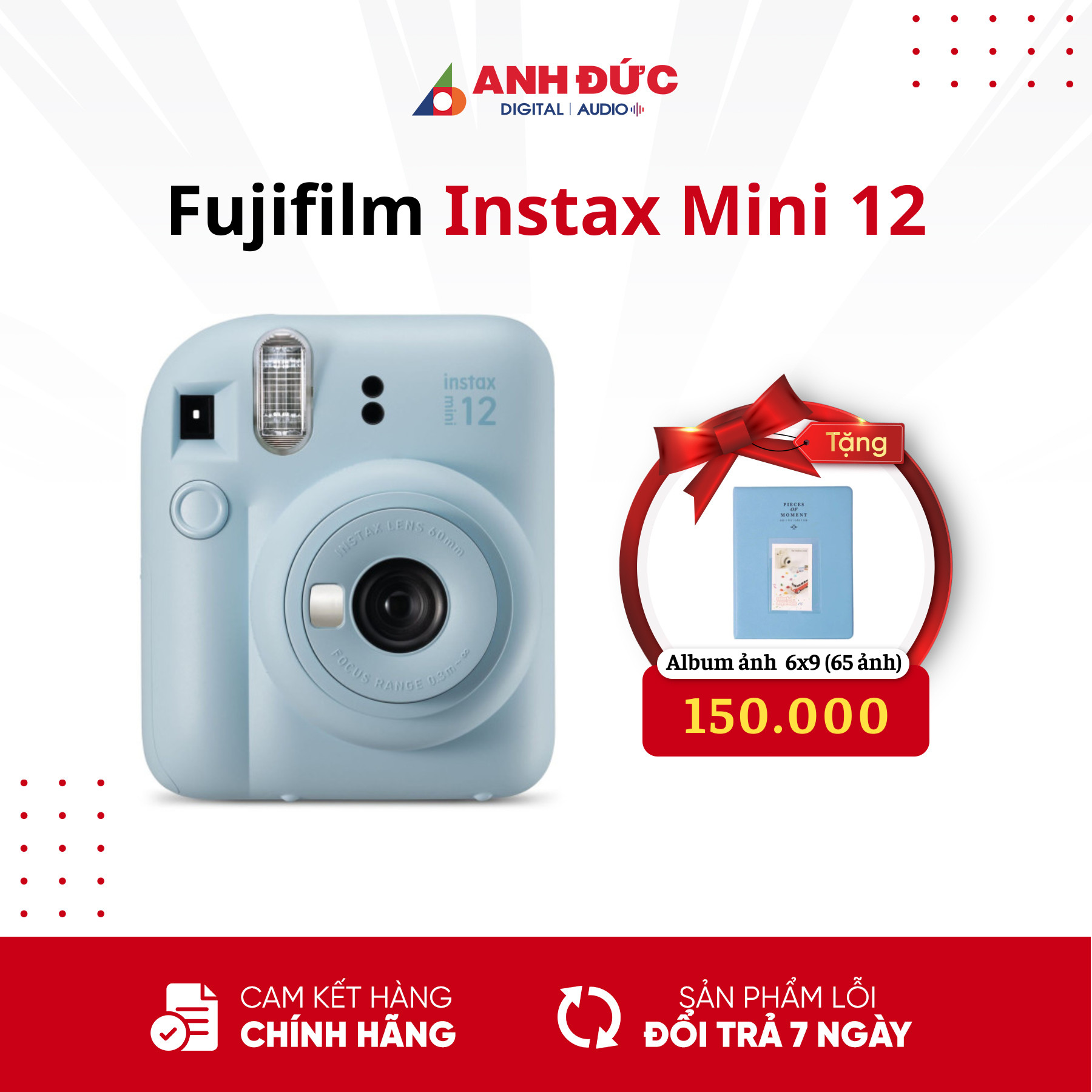 Máy Ảnh Chụp Lấy Liền Fujifilm Instax Mini 12 - Hàng Chính Hãng - Bảo Hành 12 Tháng