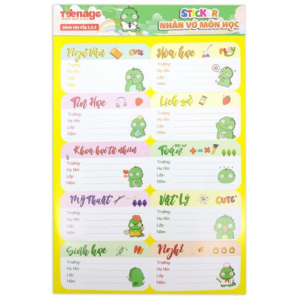 Bộ 3 Sticker Nhãn Vở Môn Học - Teenage NV-02