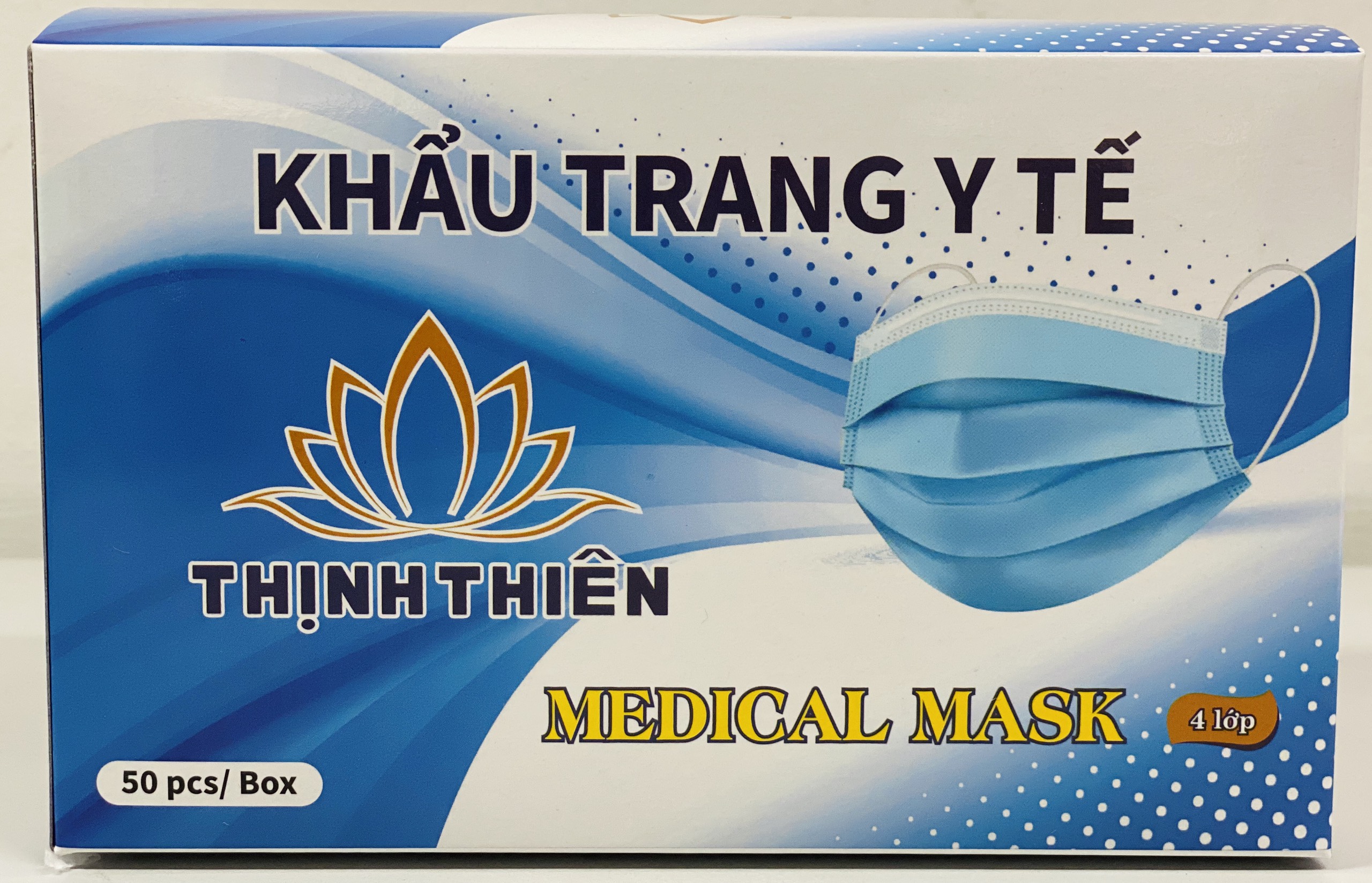 Khẩu Trang Y Tế 4 Lớp Thịnh Thiên (Hộp 50 Cái - Màu Xanh)