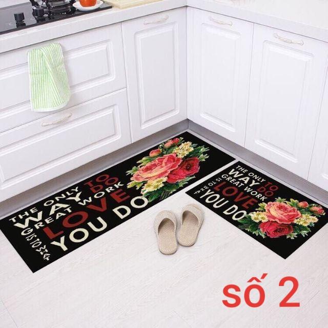 Bộ Thảm Bếp Nỉ Cotton Thấm Hút - Đế Cao Su Mềm