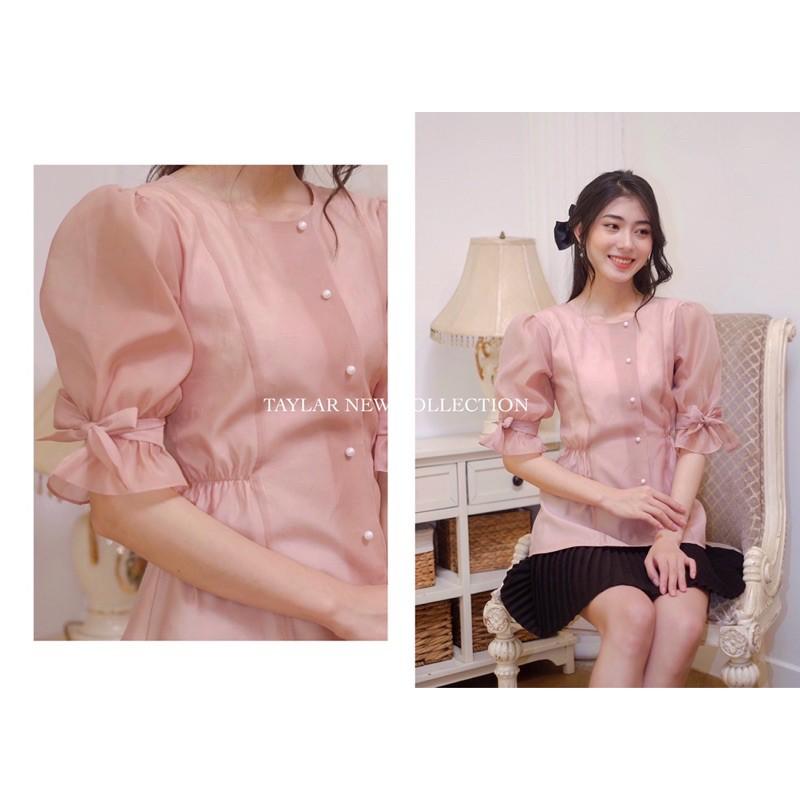 Áo Voan Tơ Tiểu Thư hồng da + Cúc Ngọc sang trọng, Công sở + Du Lịch + Đi học Không nhăn -