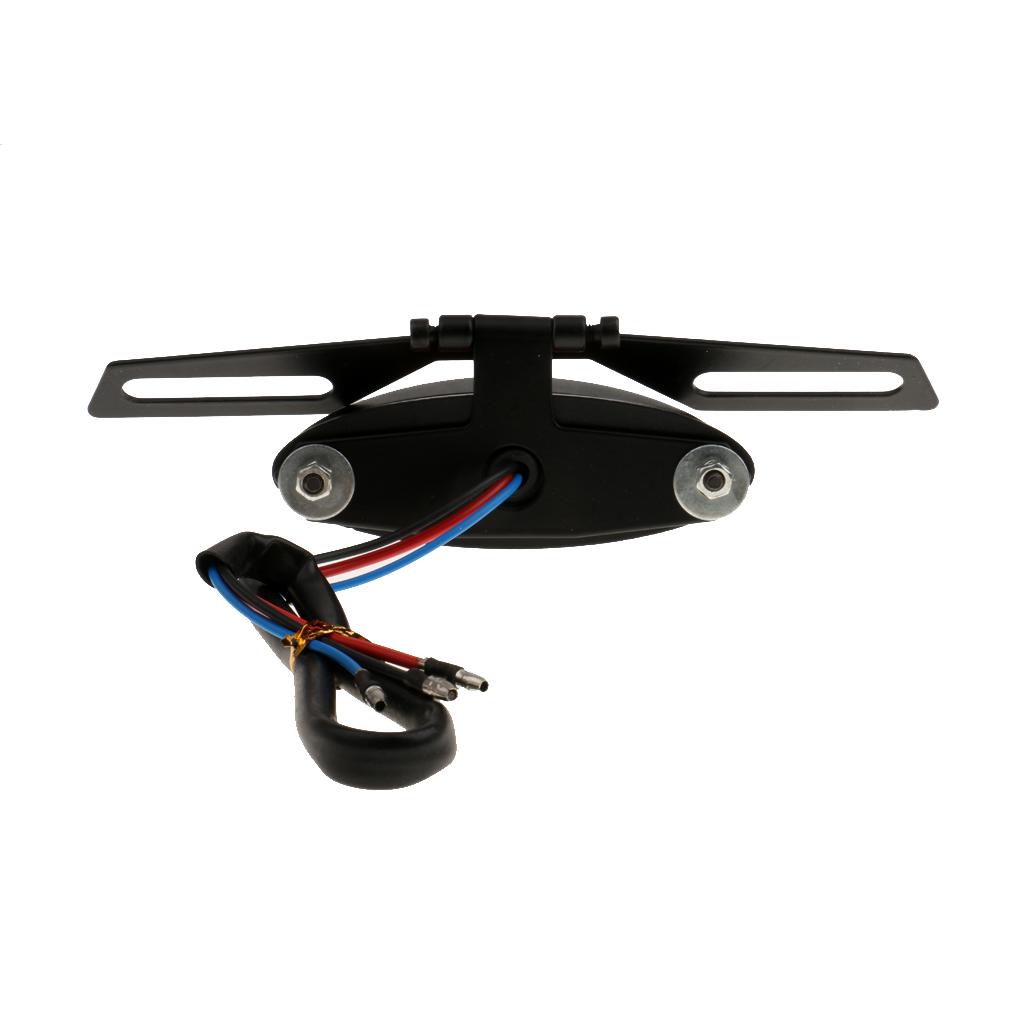 Motorcycle ATV License Plate Holder LED Tail Rear Brake Bracket Light Lamp