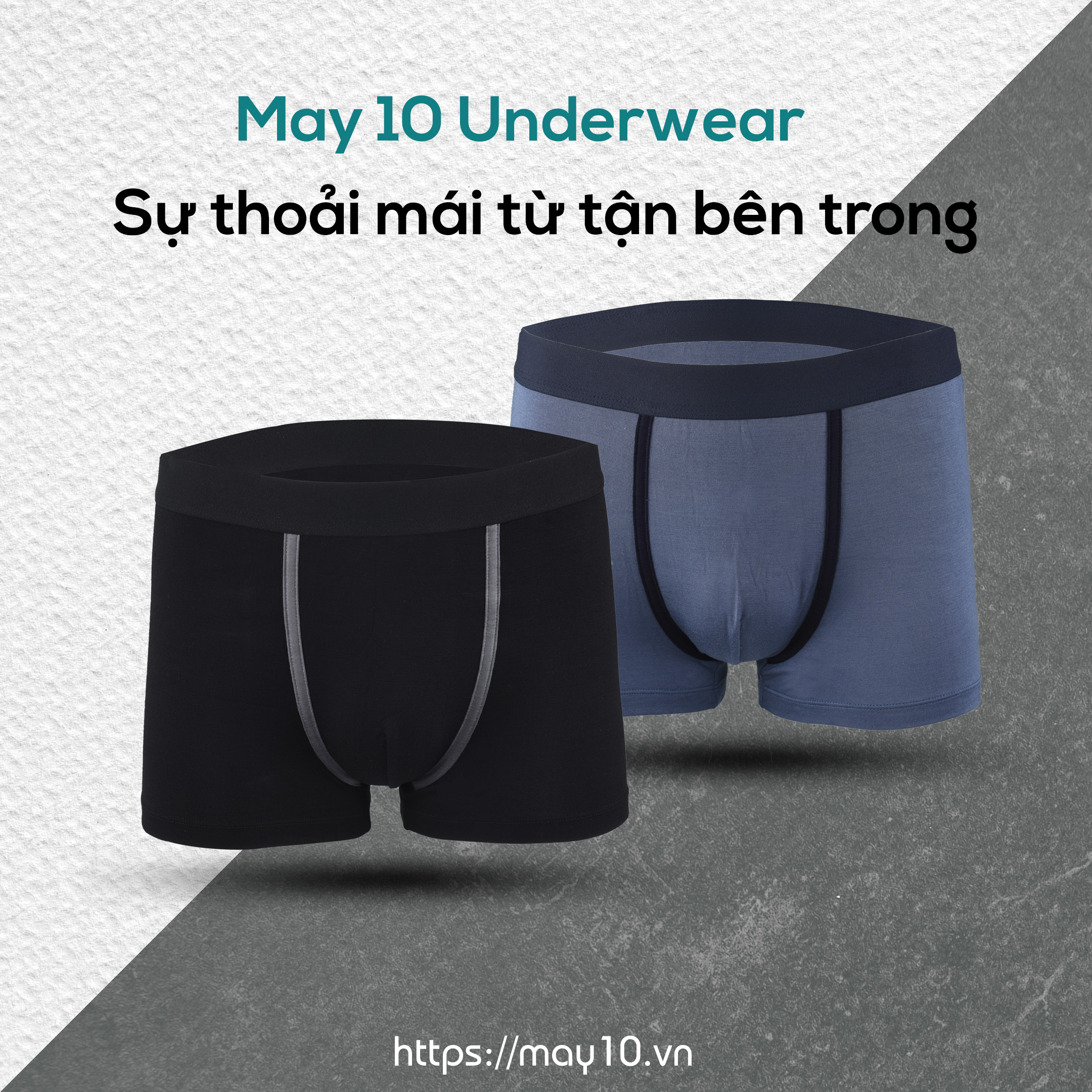 Combo 2 quần sịp nam dáng trunk - 1 đôi tất cổ trung May 10