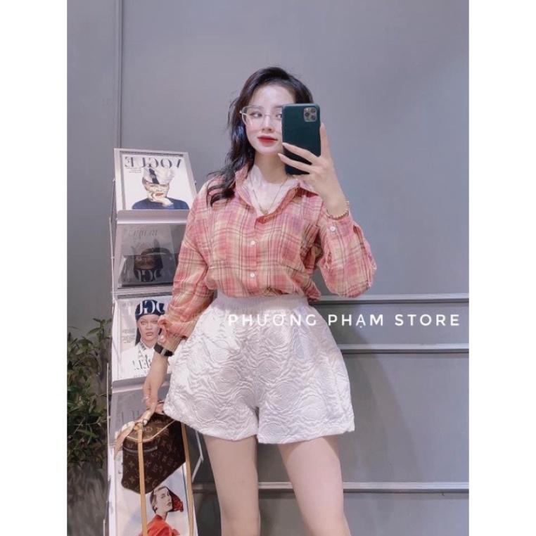 Quần short nữ hoa in nổi siêu hot ulzzang nữ tính, mầu đen, trắng, be, nâu tây, cocoland