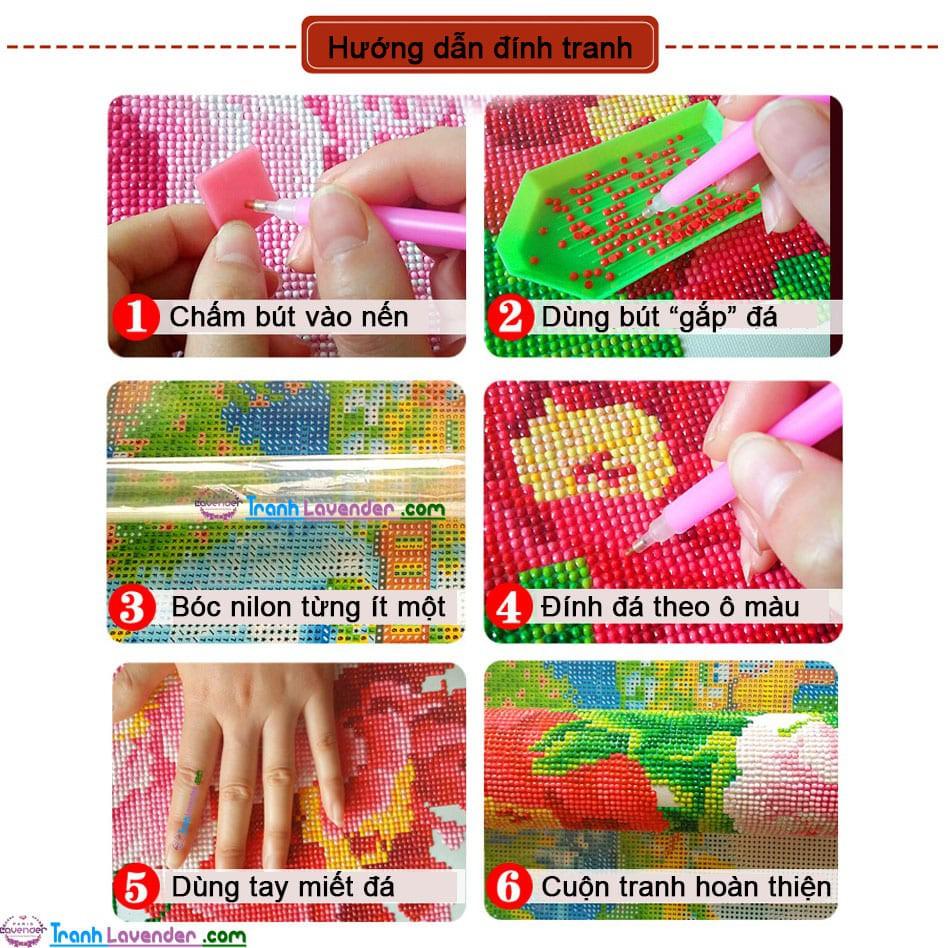 Tranh Đính Đá CHA MẸ CÔNG . Kích Thước: 80cm x 55cm