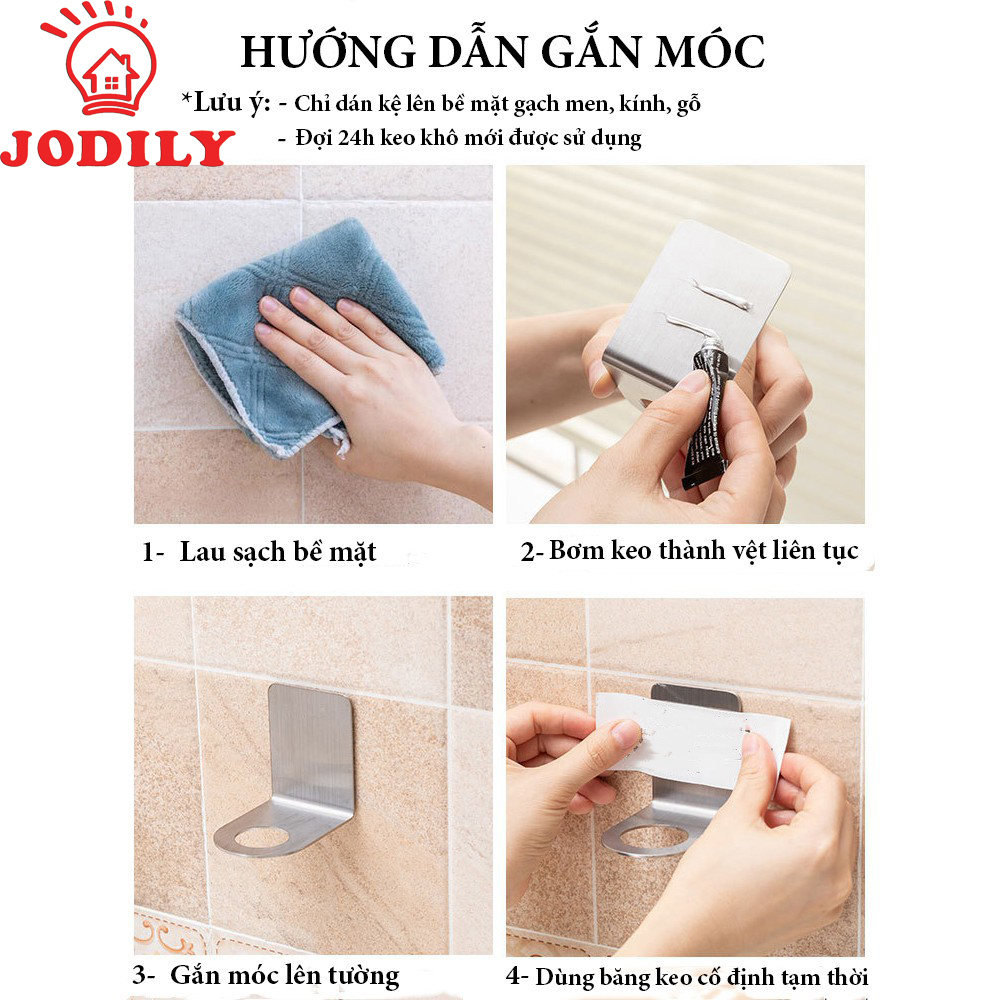 Hình ảnh MÓC DÁN TƯỜNG TREO CỔ TRAI INOX 304 JODILY TIỆN LỢI - SỬ DỤNG KEO SIÊU DÍNH 