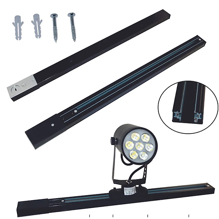 Combo 3 đèn rọi ray 7W + 1 ray 1 mét vỏ đen KX500 loại chuẩn