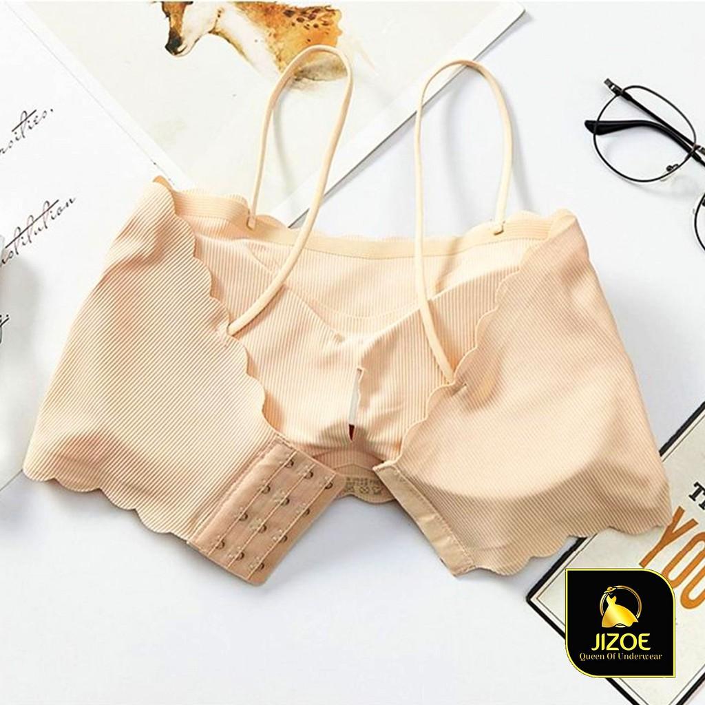 Áo Bra nữ quây hai dây Hàn Quốc cài sau gân tăm thông hơi thoáng mát co giãn nâng ngực Sexy gợi cảm JIZOE ALT59