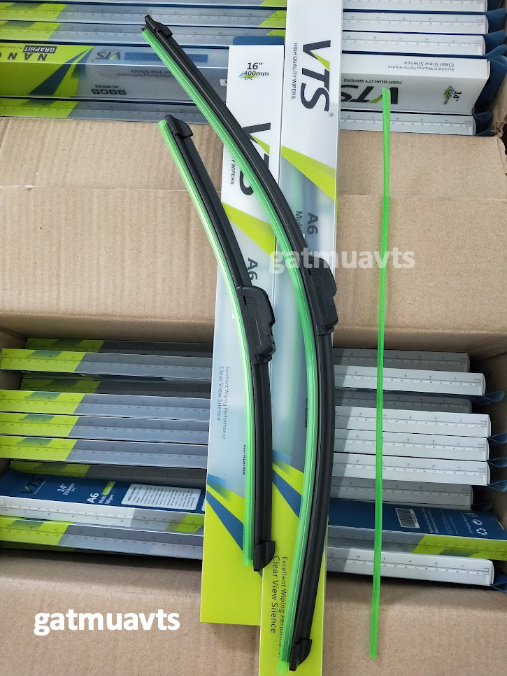 Bộ 02 chiếc, GẠT MƯA Ô TÔ CHÍNH HIỆU, Gạt mưa vts, lưỡi silicon, gạt siêu bền, sạch sẽ, êm ái, chất lượng cao, GARAOTO