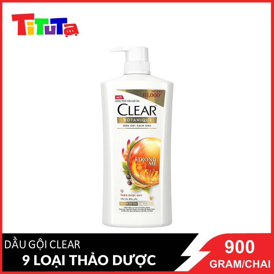 Dầu Gội 900g Clear Botanique 9 Thảo Dược Quý Cho Da Đầu Yếu 3X Sức Mạnh Đánh Bay Gàu Nhờn Ngứa