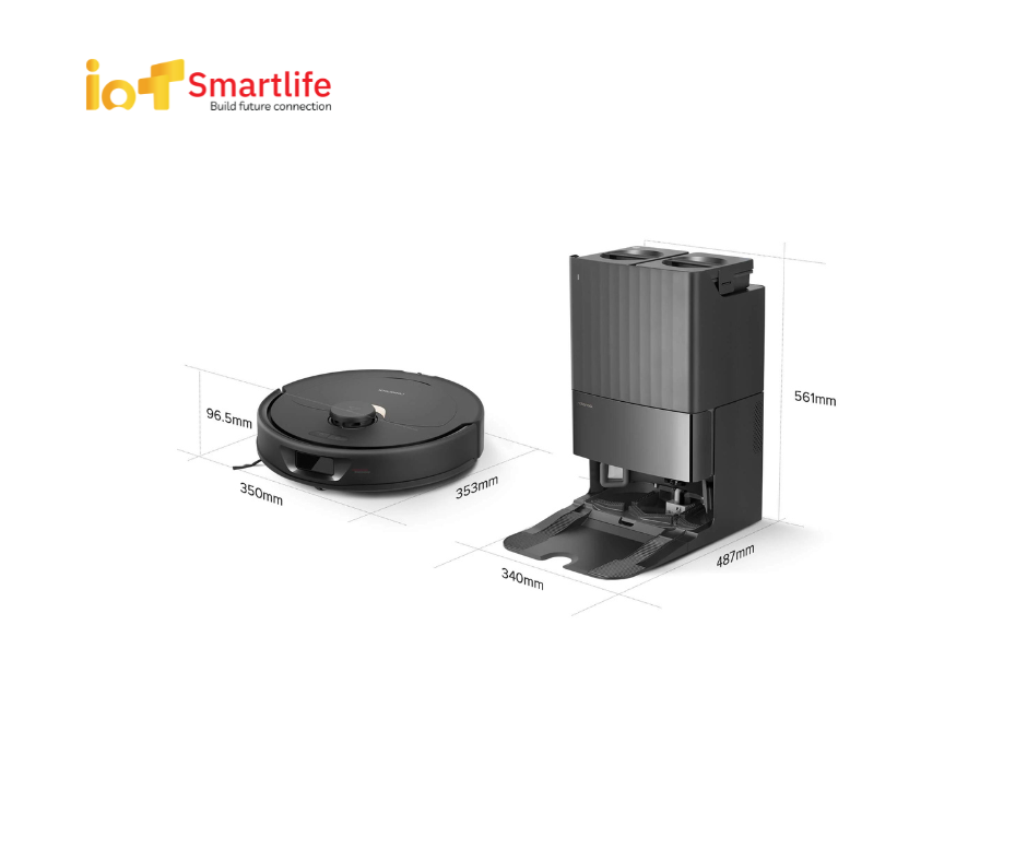 Robot hút bụi lau nhà Xiaomi Roborock Q Revo Đen/Trắng – 5500PA, dock toàn năng, lau xoay 360˚ – Bản Quốc Tế