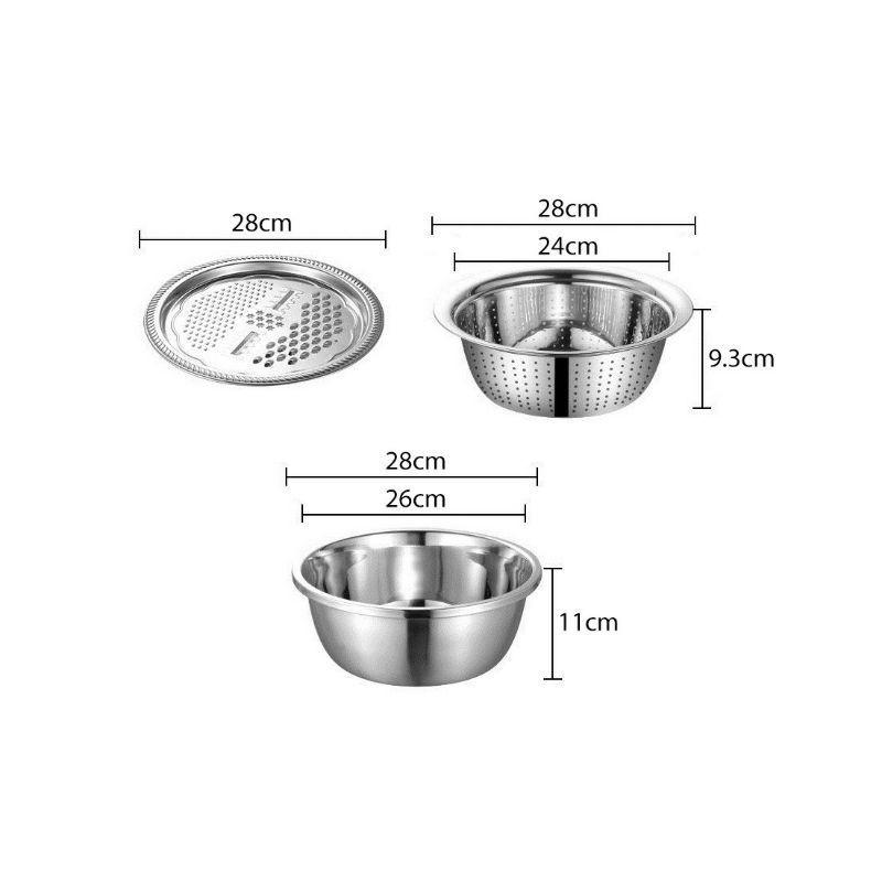 Bộ nạo củ quả INOX đa năng kèm rổ đựng 3IN1 - tặng nạo Inox rời, khăn lau