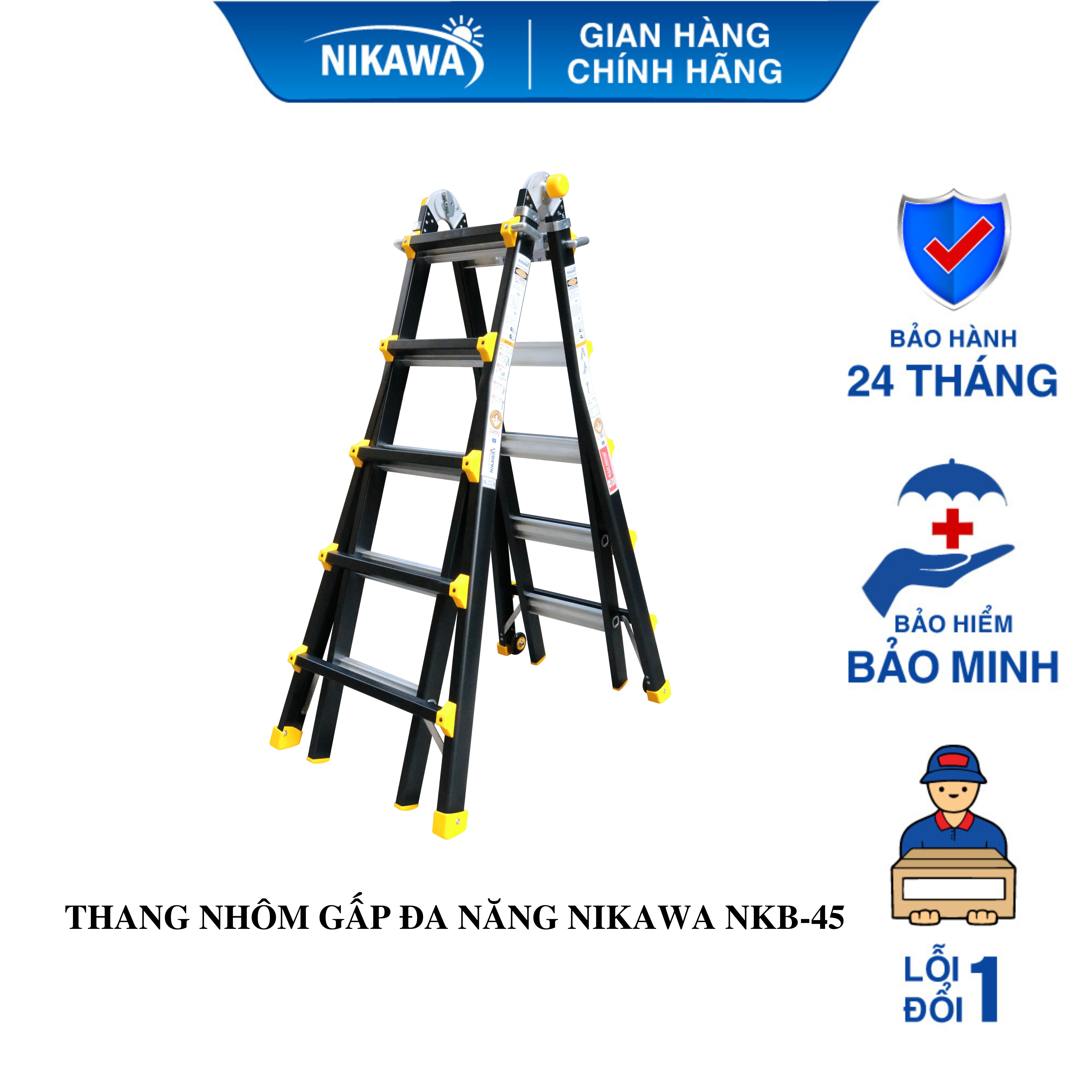 Thang Nhôm Gấp Đa Năng Nikawa NKB-44 - 4.15 mét - Màu Đen