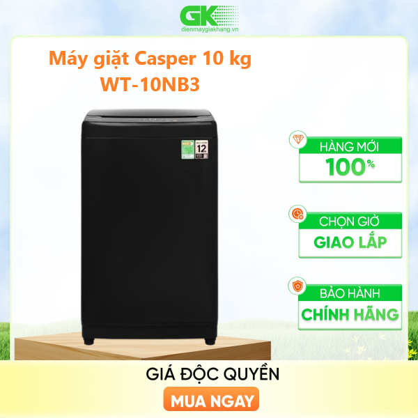 Máy giặt Casper (không inverter) 10 kg WT-10NB3 - HÀNG CHÍNH HÃNG - CHỈ GIAO HCM