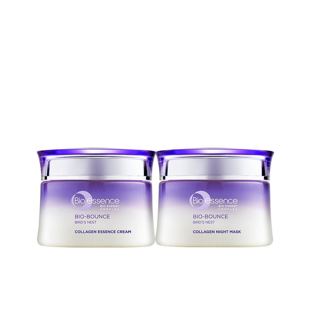 Bộ dưỡng da tươi sáng căng mọng Bio-Essence Bio-Bounce (Kem dưỡng tinh chất tổ yến &amp; Collagen 50gr + Mặt nạ ngủ Night Mask tinh chất tổ yến &amp; Collagen 50gr)