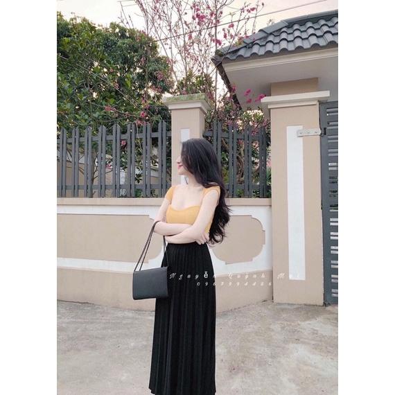 Áo len dệt kim nữ cộc tay cúp ngực hàng QC