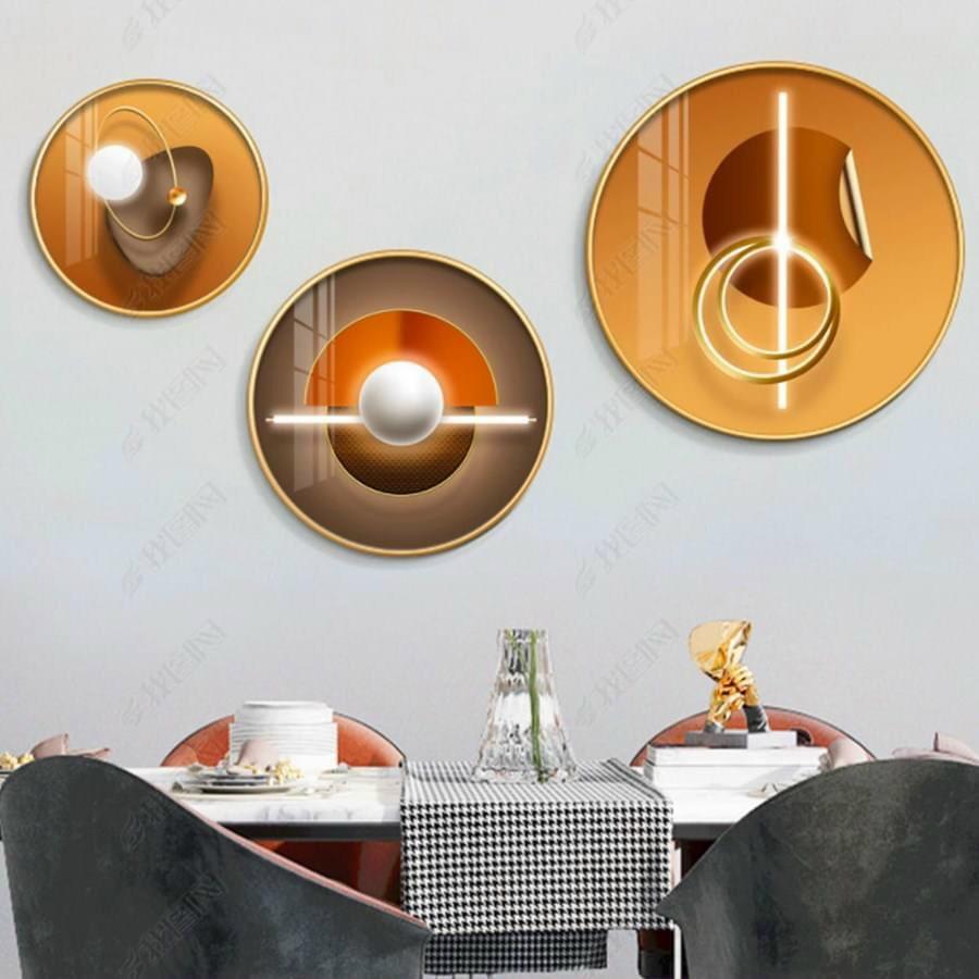 Combo 3 tranh tráng gương tròn độc đáo treo phòng khách
