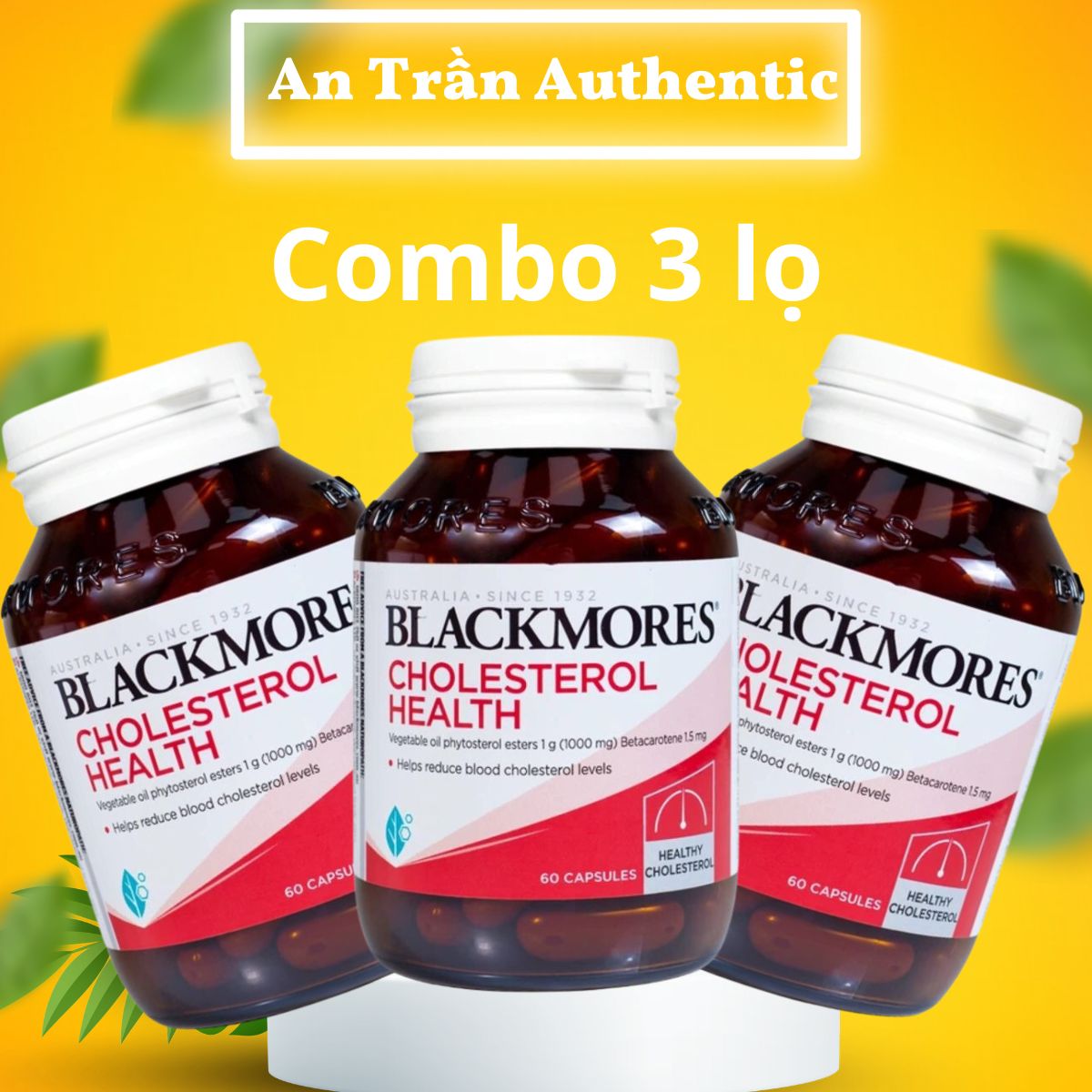 Combo 3 lọ Thực Phẩm Bảo Vệ Sức Khỏe Blackmores Cholesterol Health (60 viên) Hỗ Trợ Ngăn Ngừa Bệnh Tim Mạch