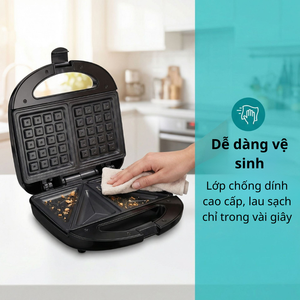 Máy nướng, kẹp bánh mì đa năng 8IN1 Lumabella LB-58052 công suất 800W, khay nướng chống dính tháo rời, dễ dùng, dễ vệ sinh - DELIYA - HÀNG CHÍNH HÃNG