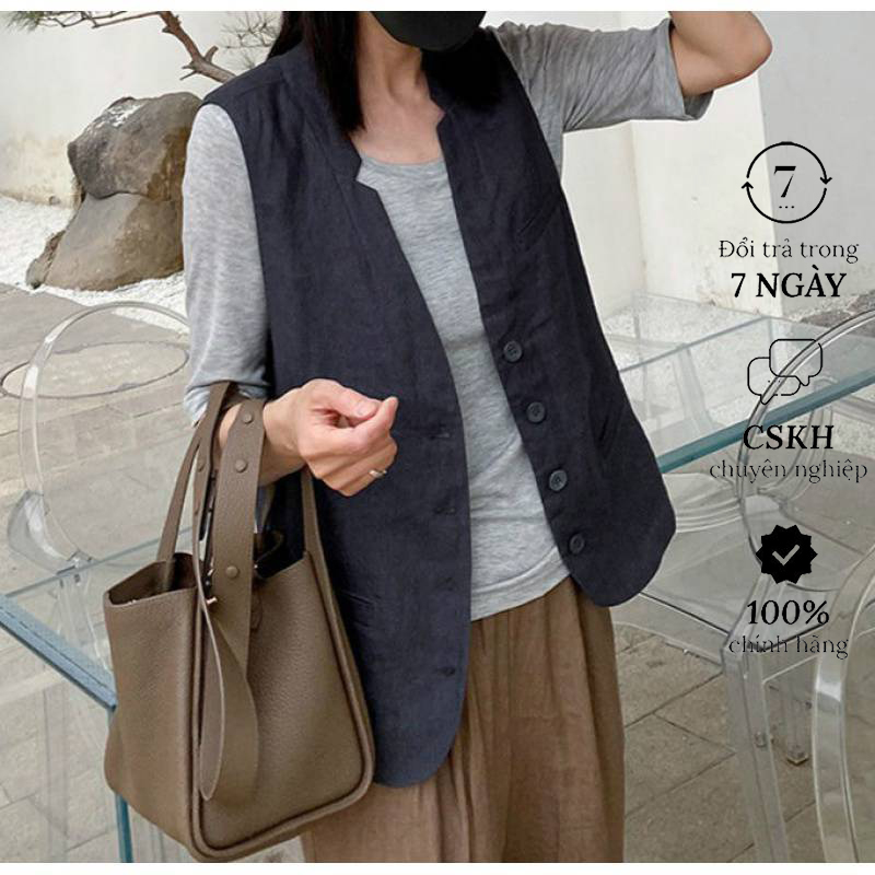 Áo Blazer Nữ Chất Linen - Vest Không Tay Dáng Rộng Chất Linen Cao Cấp Hàng May Đũi Việt