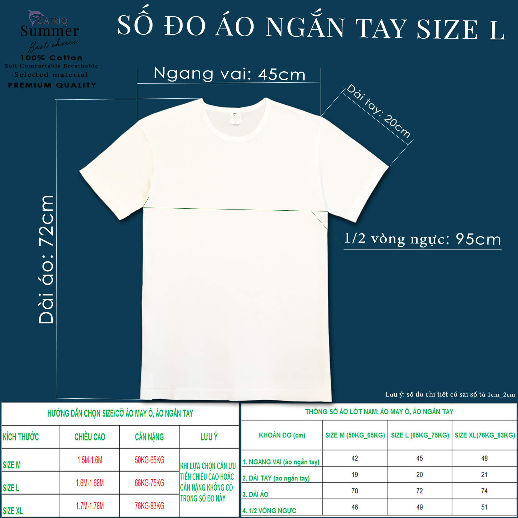 ÁO LÓT NGẮN TAY CATRIO là áo phông trắng, áo thun ngắn tay cho bố, ông, người trung tuổi, vải 100̀% cotton mặc lót bên trong áo sơ mi, mặc ở nhà, đi ngủ